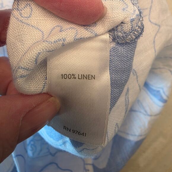 J. Jill Love Linen Women's Floral Blouse Top SZ Small Coastal Lightweight - Picture 4 of 6